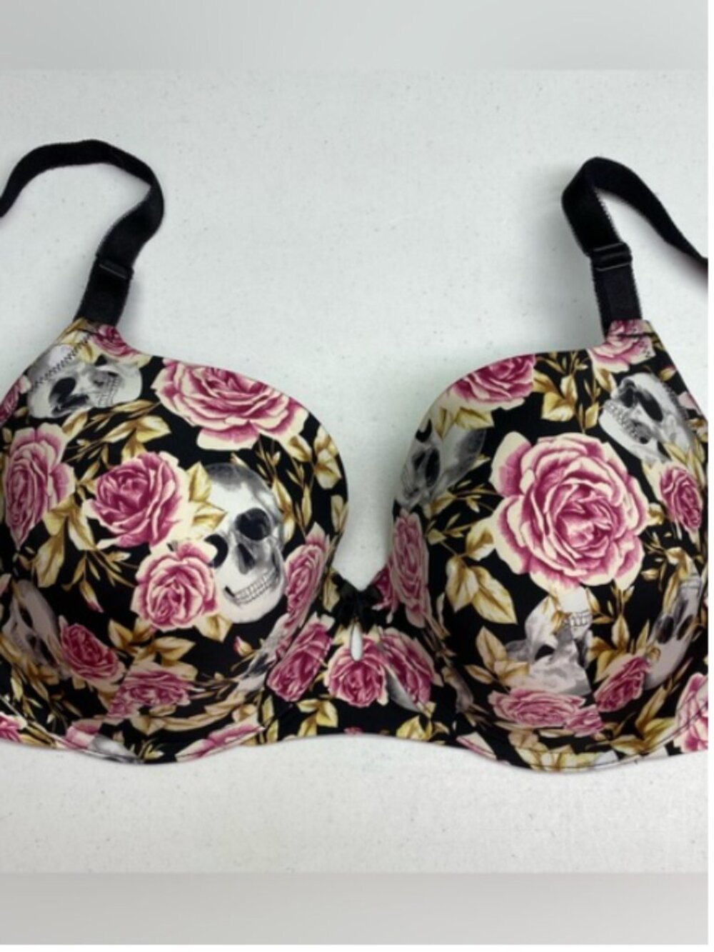 Torrid Curve BLK/PNK SKULL Lightly Lined Underwire, 38C *P1047
